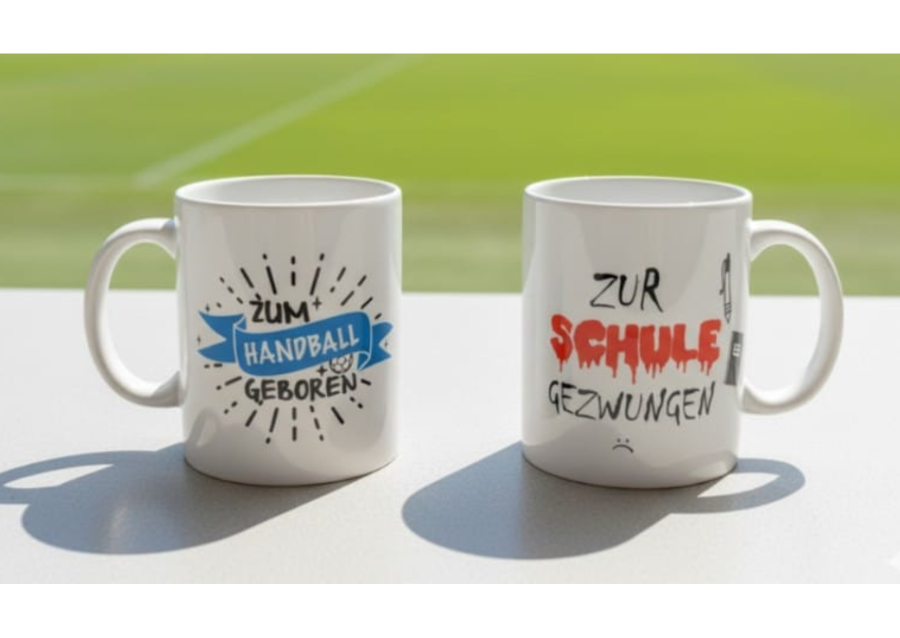 Preview: Set Shirt schwarz Handball Schule + Tasse