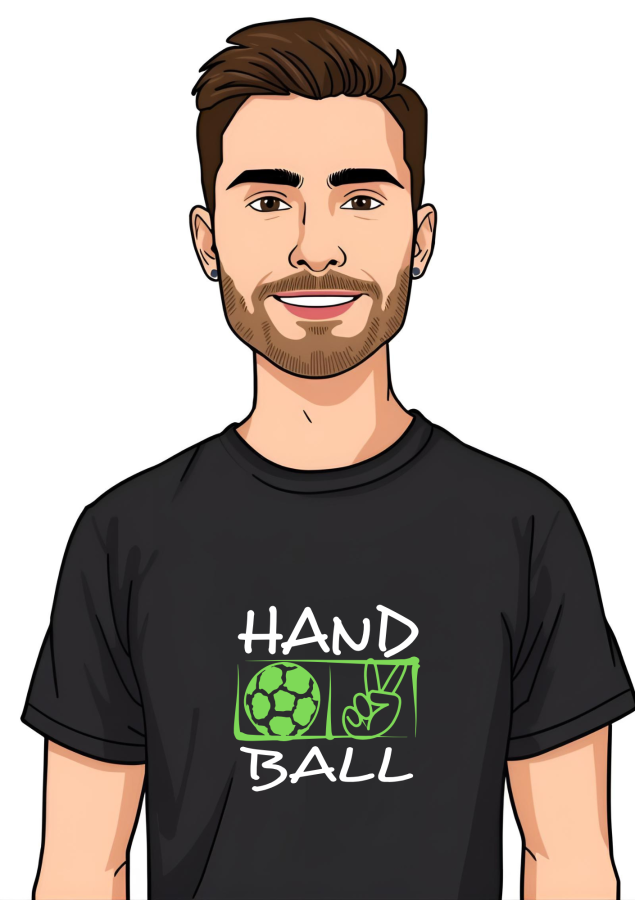 Handballshirt in schwarz mit neongrünem Motiv