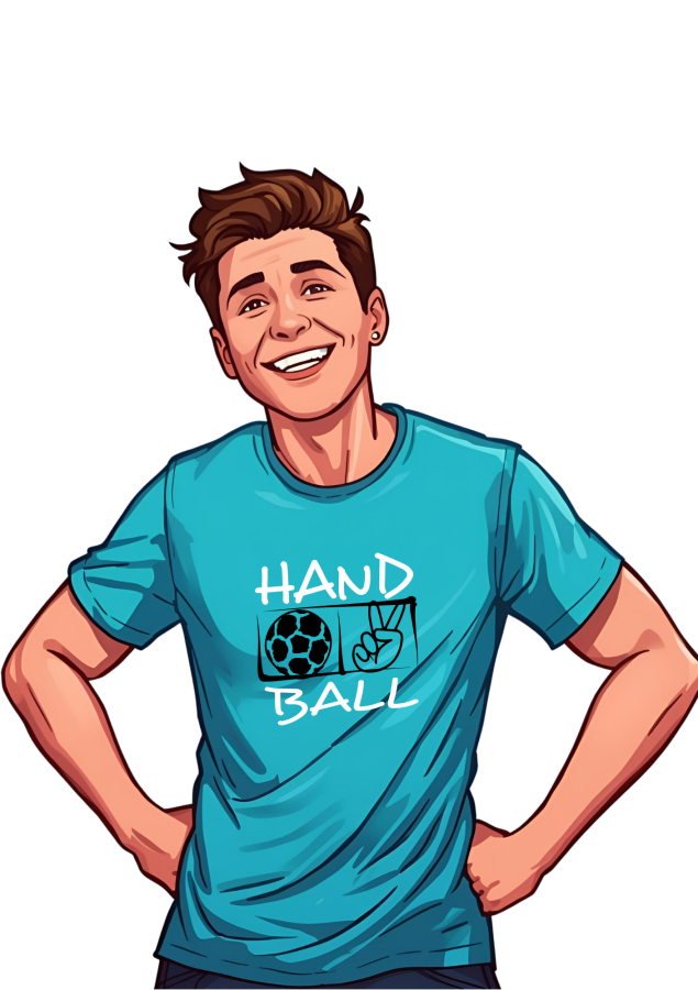 Handballshirt in schwarz mit neongrünem Motiv
