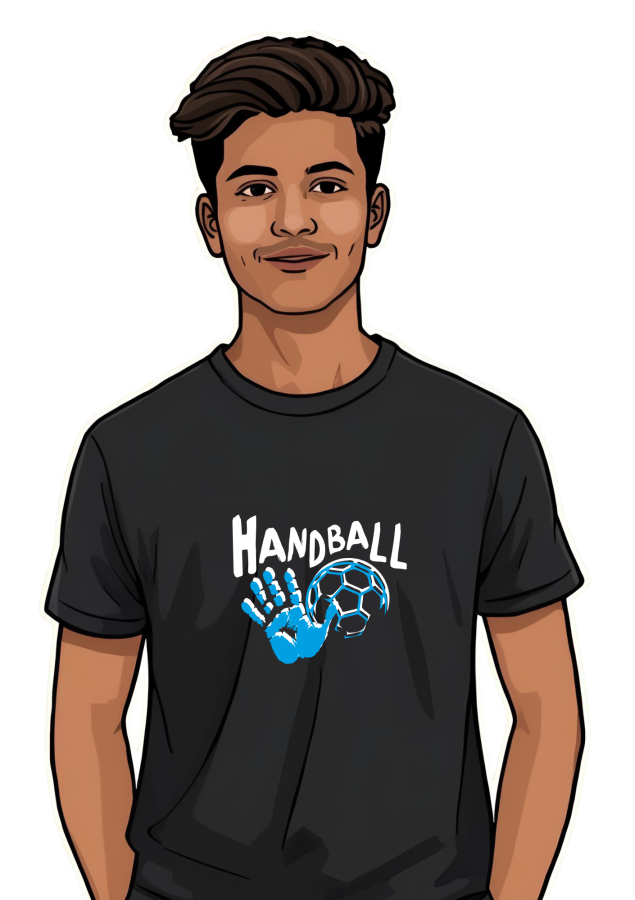 Handballshirt in schwarz mit neongrünem Motiv