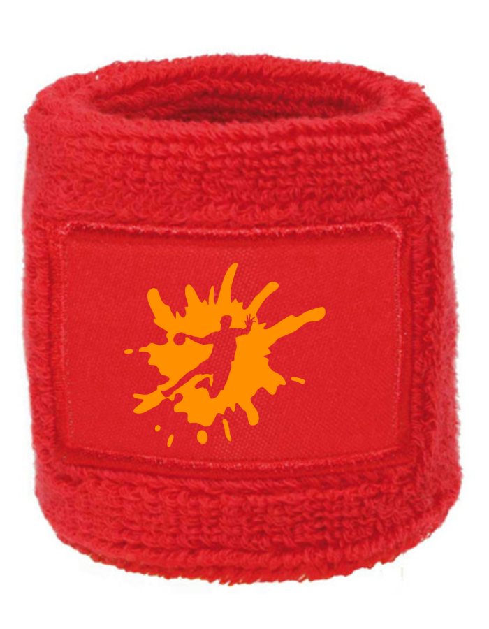 LöMO Schweißband red Druck neonorange