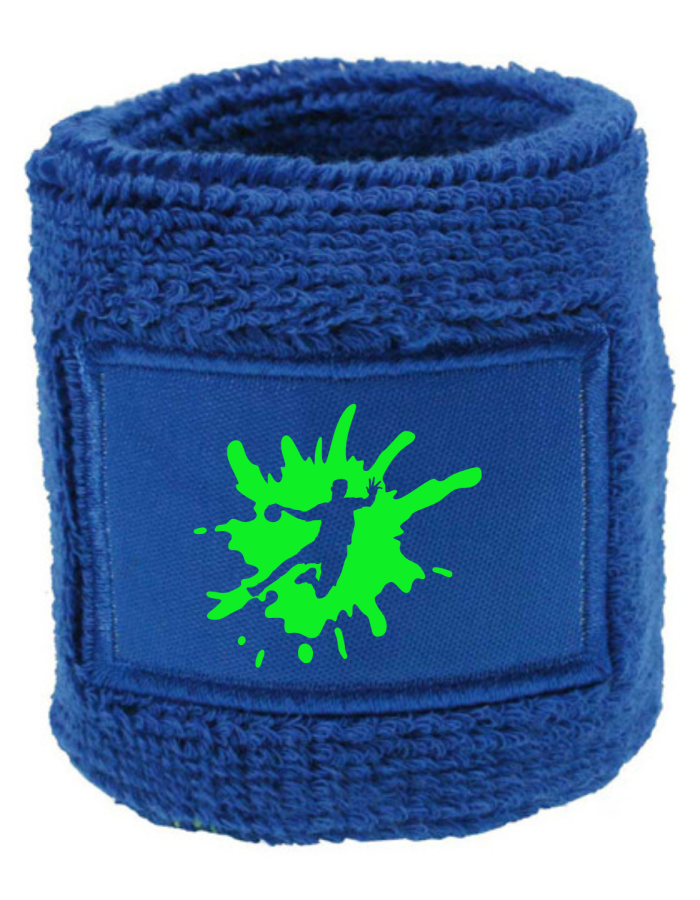 LöMO Schweißband royal Druck neongrün