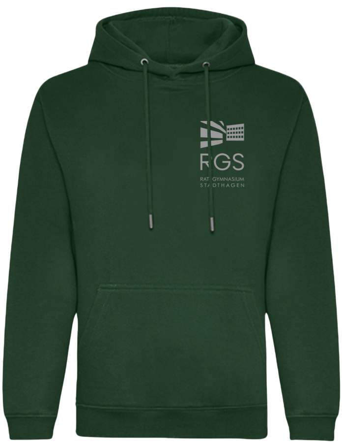 RGS Bio Hoodie Dunkelgrün Druck Hellgrau 