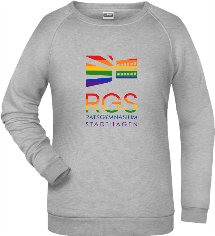 RGS Sweater Damen Heather grey mit Regenbogendruck