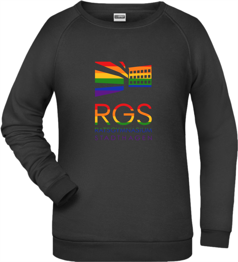 RGS Sweater Damen schwarz mit Regenbogendruck